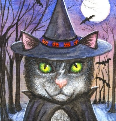 Diamond Painting Canvas - QS Witch Cat - Click Image to Close